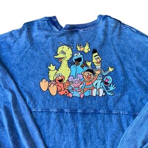 Sesame Street Washed Denim Blue Character Spirit Jersey Unisex XL Extra Large
